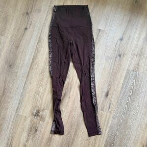 Align Full Length Purple Leggings with Crushed Velvet Detail on Sides